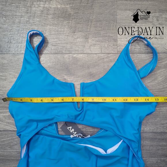 Aimage V Wire Cut Out One Piece Swimsuit Size M - Picture 5 of 7